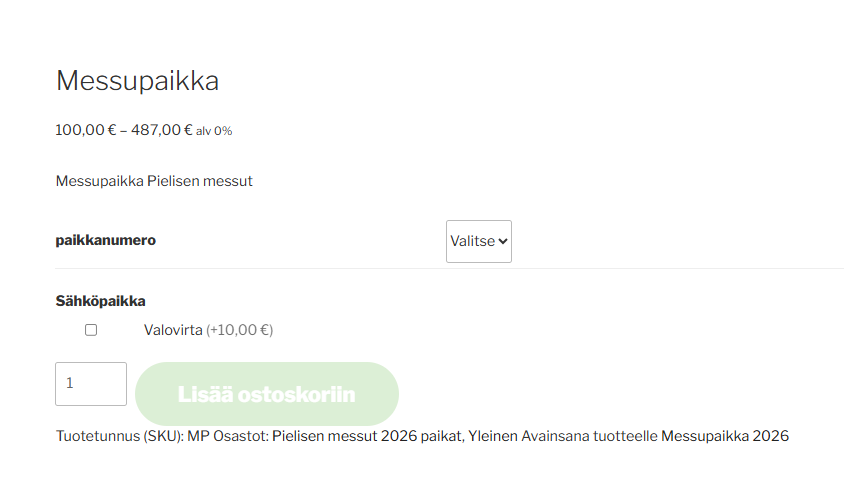 Messuvausjärjestelmä – näytteilleasettajien varaukset