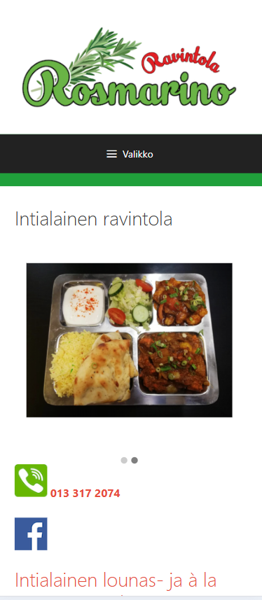 Rosmarino.fi – ravintolan verkkosivut